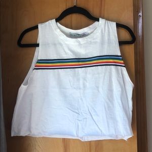 NWT White Striped Tank Crop Top (Sz. L)